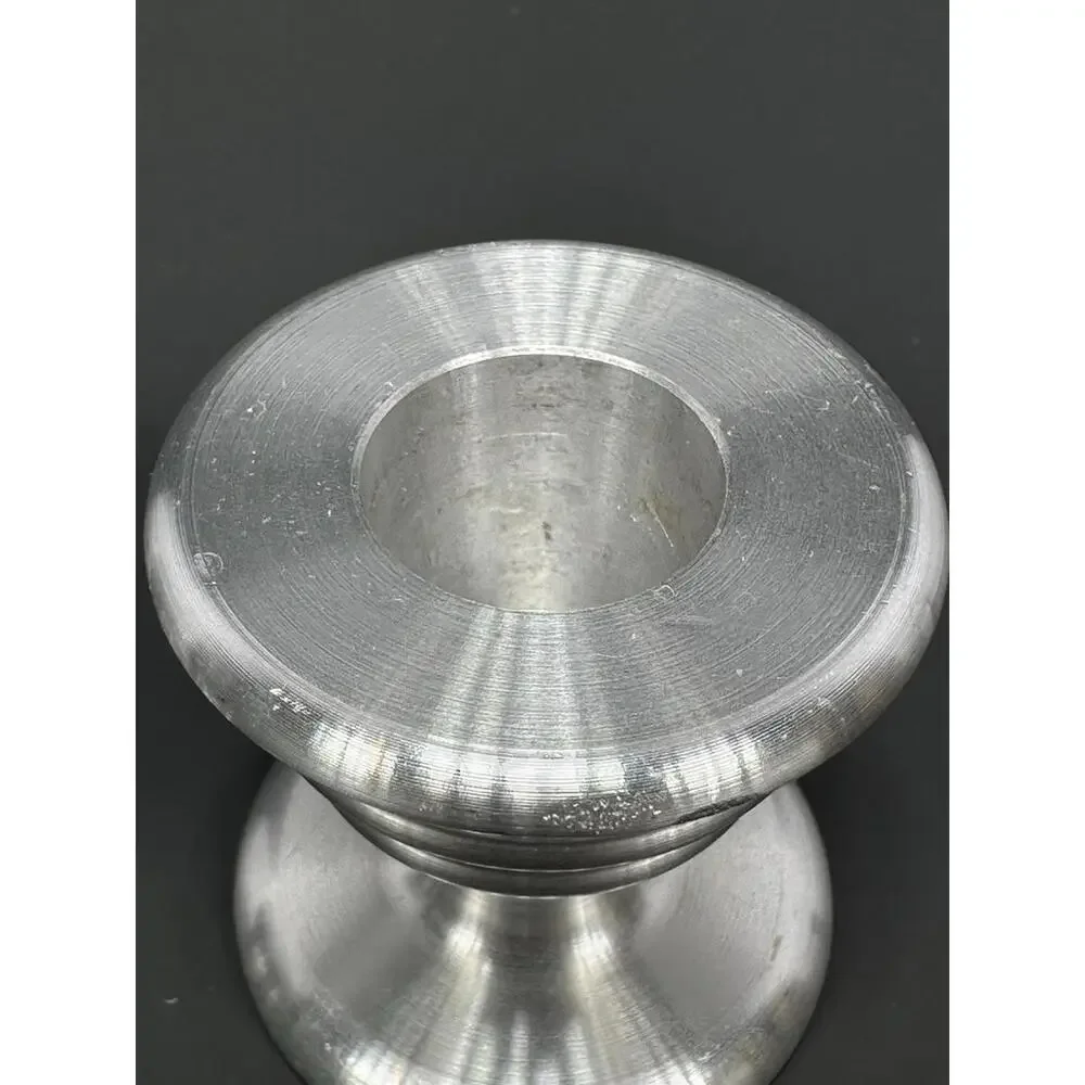 VTG Turned Aluminum Machine Age‎ Candlesticks Deco MCM Industrial Machinist Made